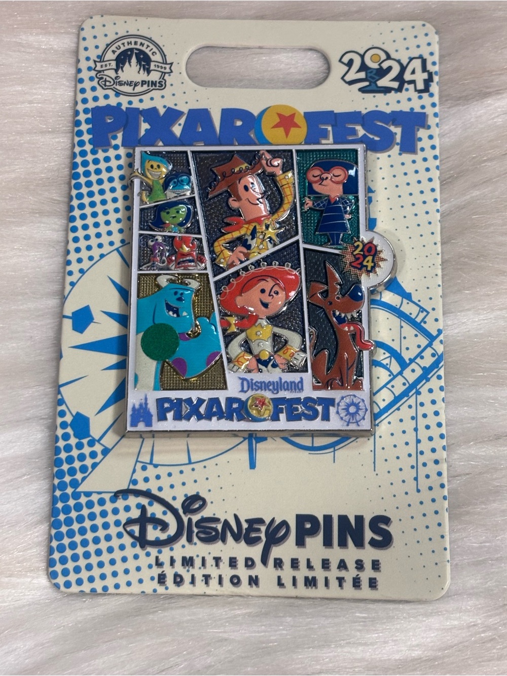 Disneyland Pixar Fest Pin 2024 Inside Out Toy Story Monsters Inc Incredibles LR